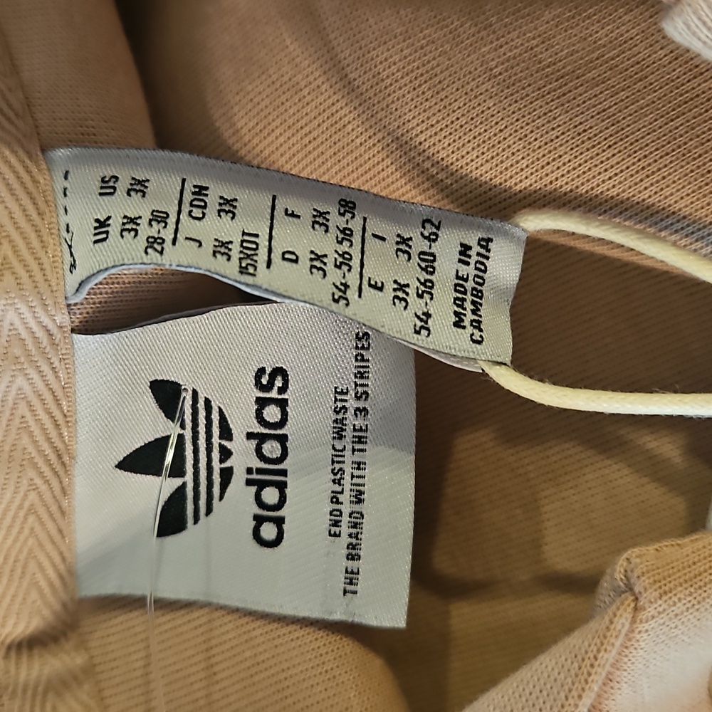 adidas | NWT Women's Tan Lace-Up Front Pockets Crop Sweatshirt Hoodie Sz 3X - Picture 9 of 11